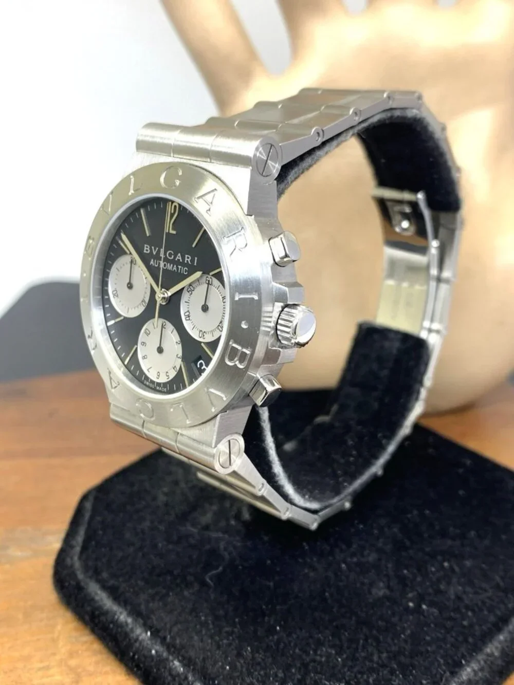 Bvlgari Men's Watch Diagono CH35S Swiss Automatic Chronograph Black Dial 35mm